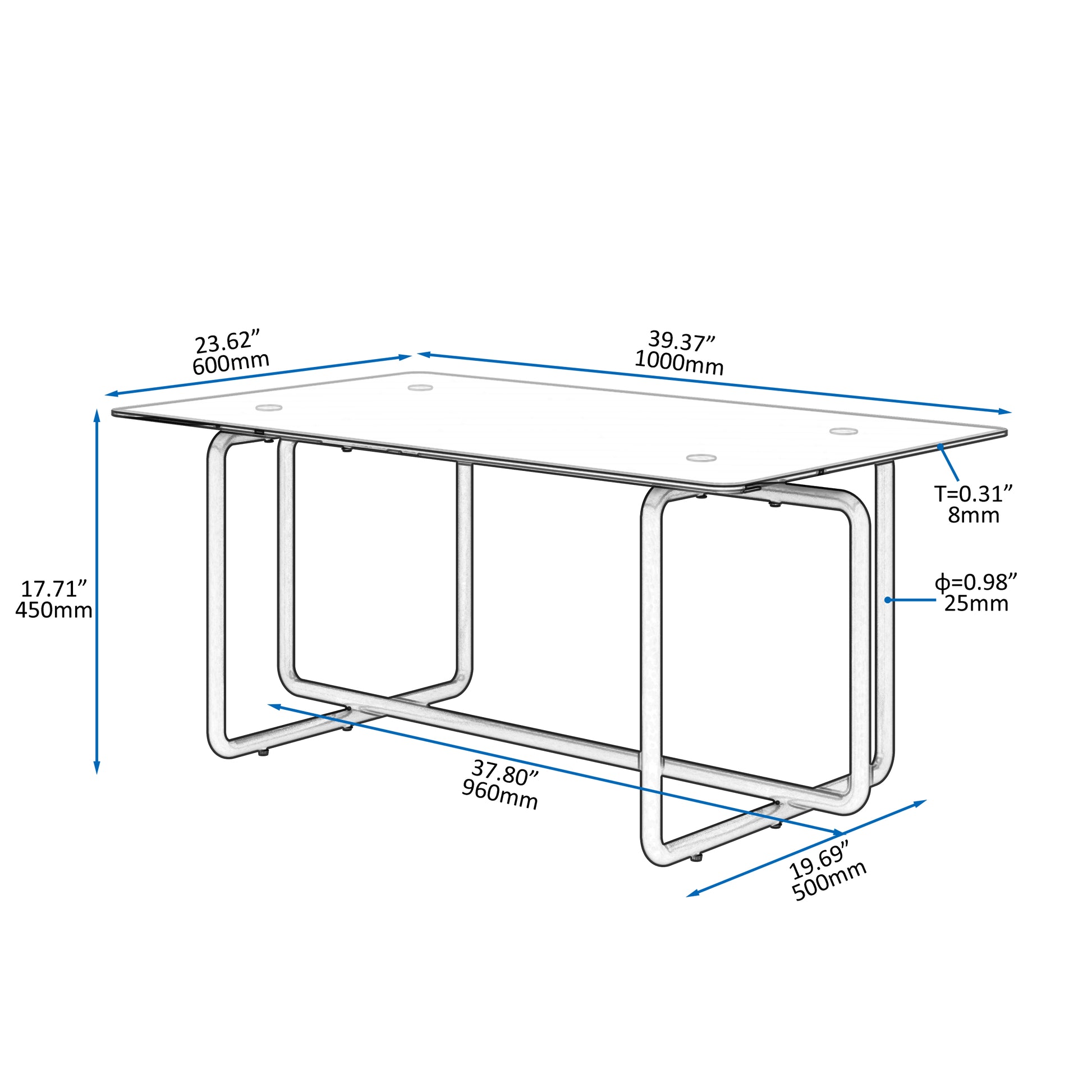 Modern Tempered Glass Tea Table Coffee Table, Table For Living Room,Black Black Tempered Glass