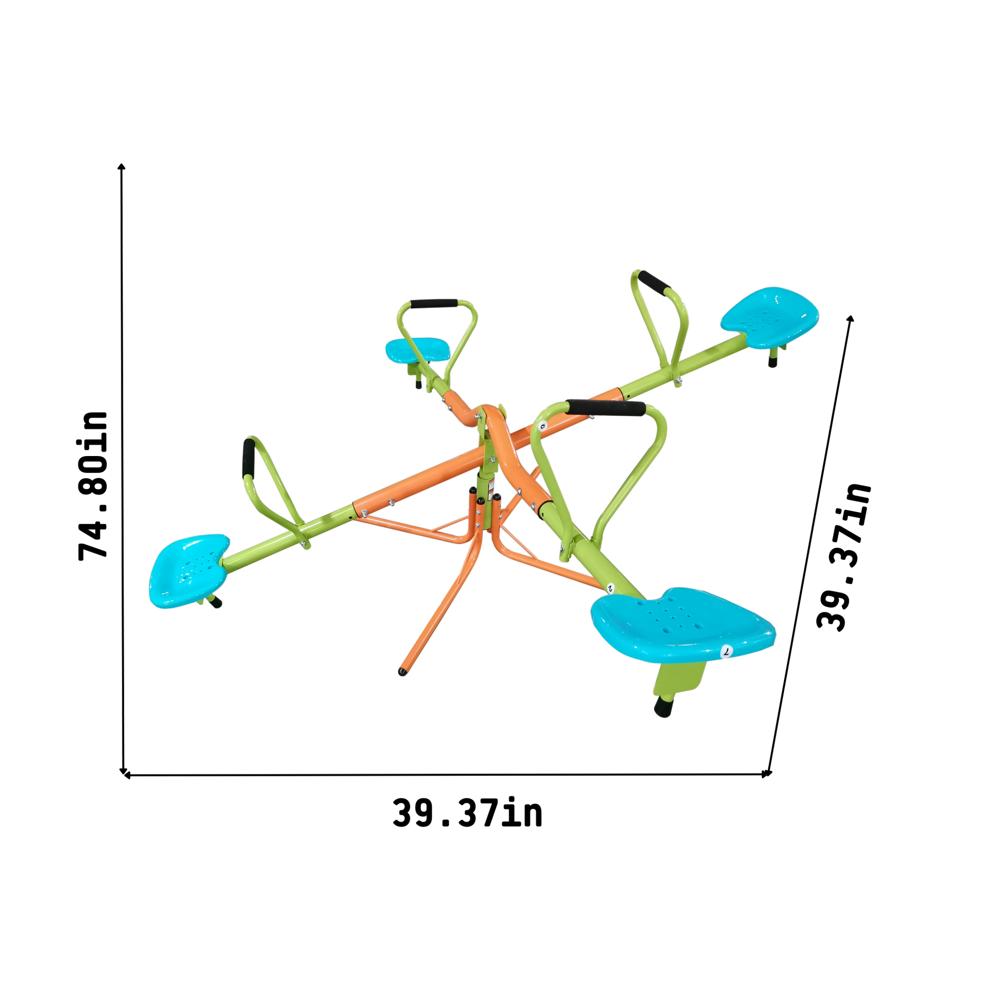 Xss004 Outdoor Playground Four Seats Seesaw For Kids 360 Degree Rotating Sturdy Plastic Seat Seesaw For Kids Seesaw Blue And Green For Kids Age 3 Green Steel