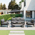 Multi Person Outdoor Steel Sofa Set, Waterproof, Anti Rust And Anti Uv, Suitable For Gardens And Lawns Light Gray Steel