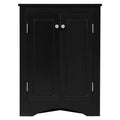 Black Triangle Bathroom Storage Cabinet With Adjustable Shelves, Freestanding Floor Cabinet For Home Kitchen Black Mdf