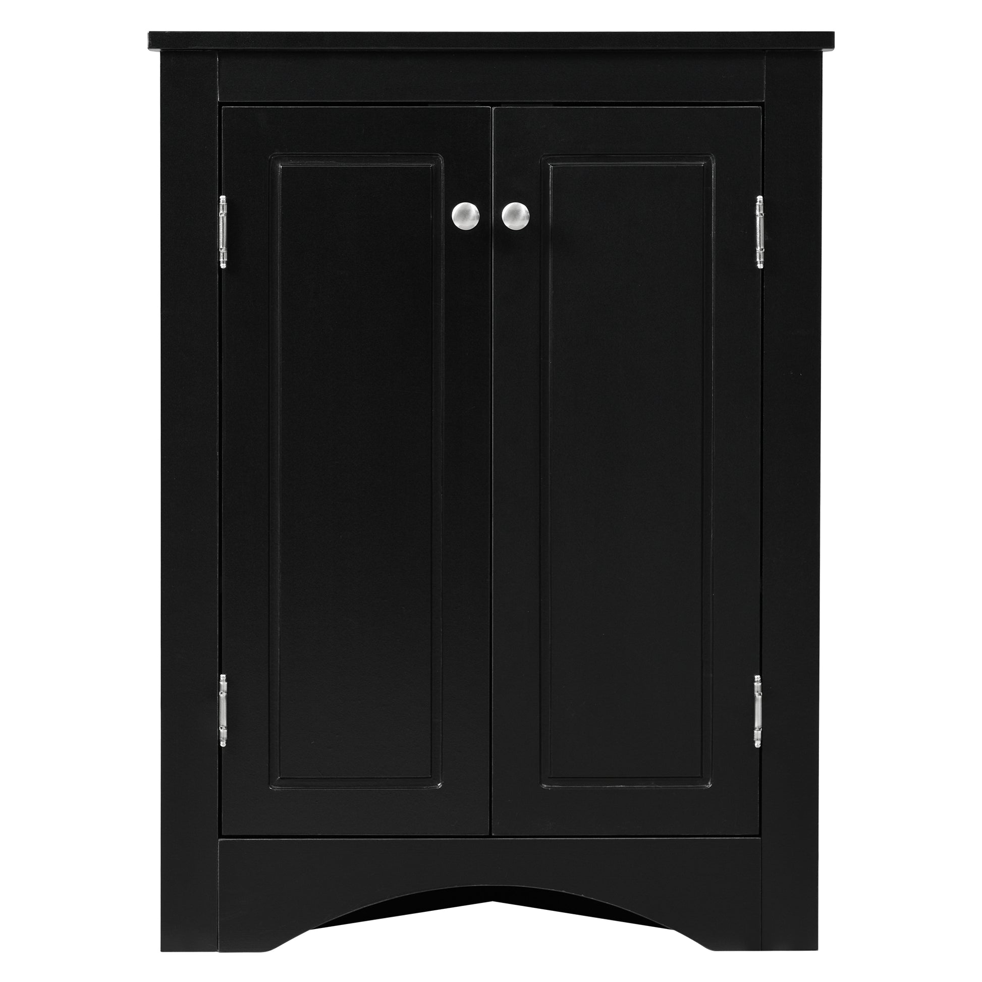 Black Triangle Bathroom Storage Cabinet With Adjustable Shelves, Freestanding Floor Cabinet For Home Kitchen Black Mdf