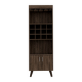 Oslo Bar Cabinet, Twelve Built In Wine Rack, Double Door Cabinet, Two Shelves Dark Walnut Black Dark Walnut Particle Board Particle Board