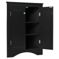 Black Triangle Bathroom Storage Cabinet With Adjustable Shelves, Freestanding Floor Cabinet For Home Kitchen Black Mdf