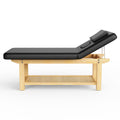 80 Inches Wide Quality Leather Beauty Spa Furniture Massage Table Bed Wooden Facial Bed Wooden Beauty Bed Black Black Pu Leather