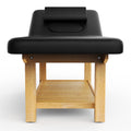 80 Inches Wide Quality Leather Beauty Spa Furniture Massage Table Bed Wooden Facial Bed Wooden Beauty Bed Black Black Pu Leather