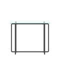 Console Table Single Layer Tempered Glass Rectangular Porch Table Black Leg Double Tempered Glass Tea Table,Transparent Transparent Tempered Glass