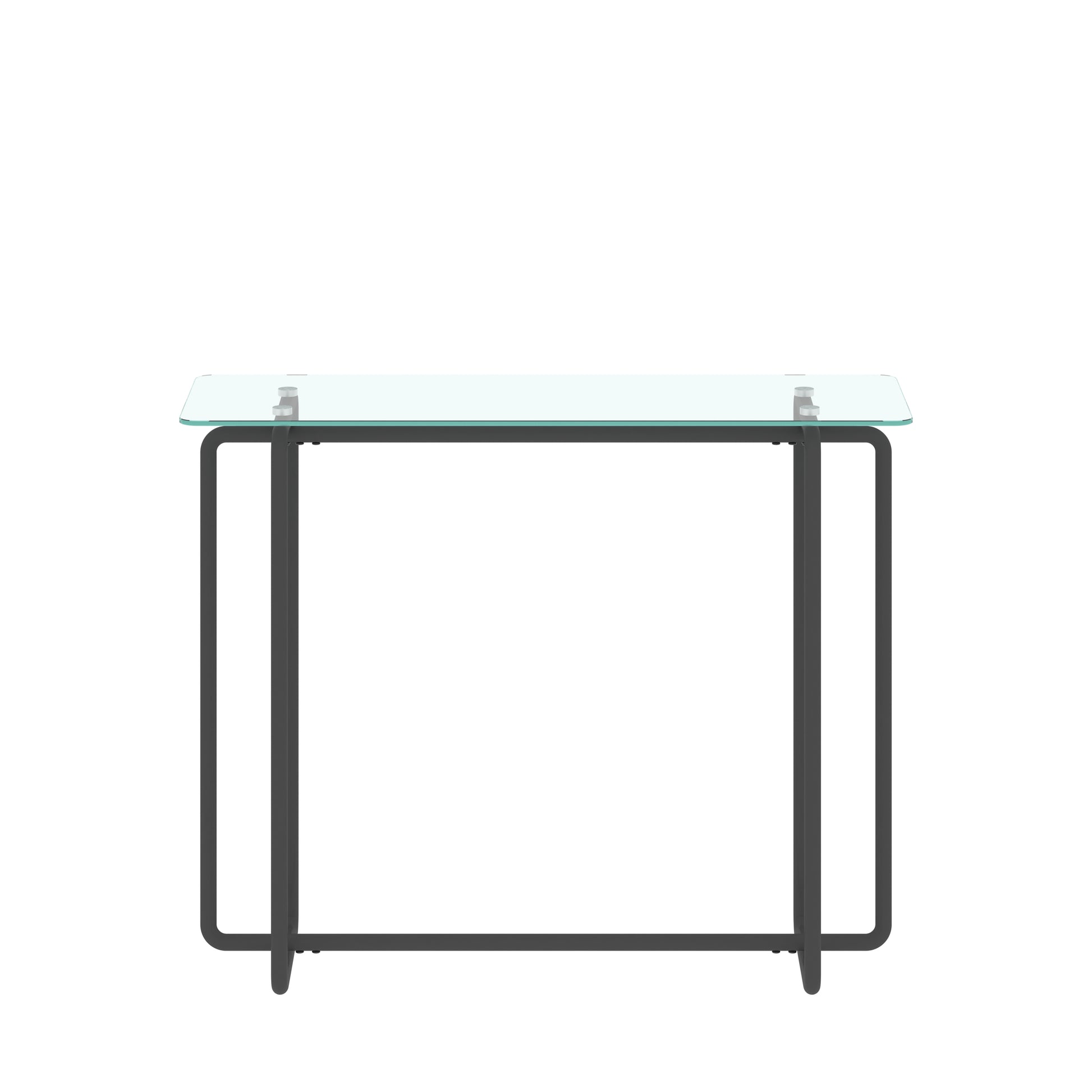 Console Table Single Layer Tempered Glass Rectangular Porch Table Black Leg Double Tempered Glass Tea Table,Transparent Transparent Tempered Glass