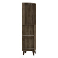 Cincinatti Corner Bar Cabinet, Cup Rack, Two External Shelves, One Drawer, Four Legs Dark Brown Brown Particle Board Particle Board