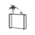 Console Table Single Layer Tempered Glass Rectangular Porch Table Black Leg Double Tempered Glass Tea Table,Transparent Transparent Tempered Glass