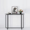 Console Table Single Layer Tempered Glass Rectangular Porch Table Black Leg Double Tempered Glass Tea Table,Black Black Tempered Glass