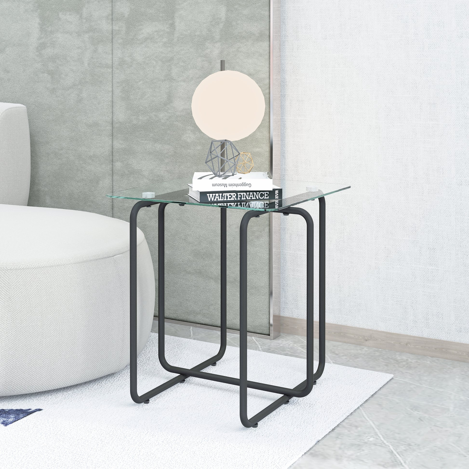 Modern Tempered Glass Coffee Table End Table Side Table For Living Room,Bedroom, Transparent Transparent Tempered Glass