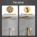 Shower System With Shower Head, Hand Shower, Slide Bar, Bodysprays, Shower Arm, Hose, Valve Trim, And Lever Handles Gold Brass