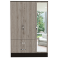 Bolton 120 Mirrored Armoire, Metal Hardware, Double Door Cabinet, Two Drawers, Single Door With Mirror, Rods Multicolor Multicolor Bedroom Particle Board