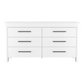 Hms 6 Drawer Double Dresser, Four Legs, Superior Top White White 5 Drawers & Above Modern 6 White Particle Board Particle Board