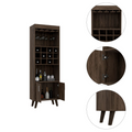 Oslo Bar Cabinet, Twelve Built In Wine Rack, Double Door Cabinet, Two Shelves Dark Walnut Brown Particle Board Particle Board