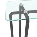 Console Table Single Layer Tempered Glass Rectangular Porch Table Black Leg Double Tempered Glass Tea Table,Transparent Transparent Tempered Glass