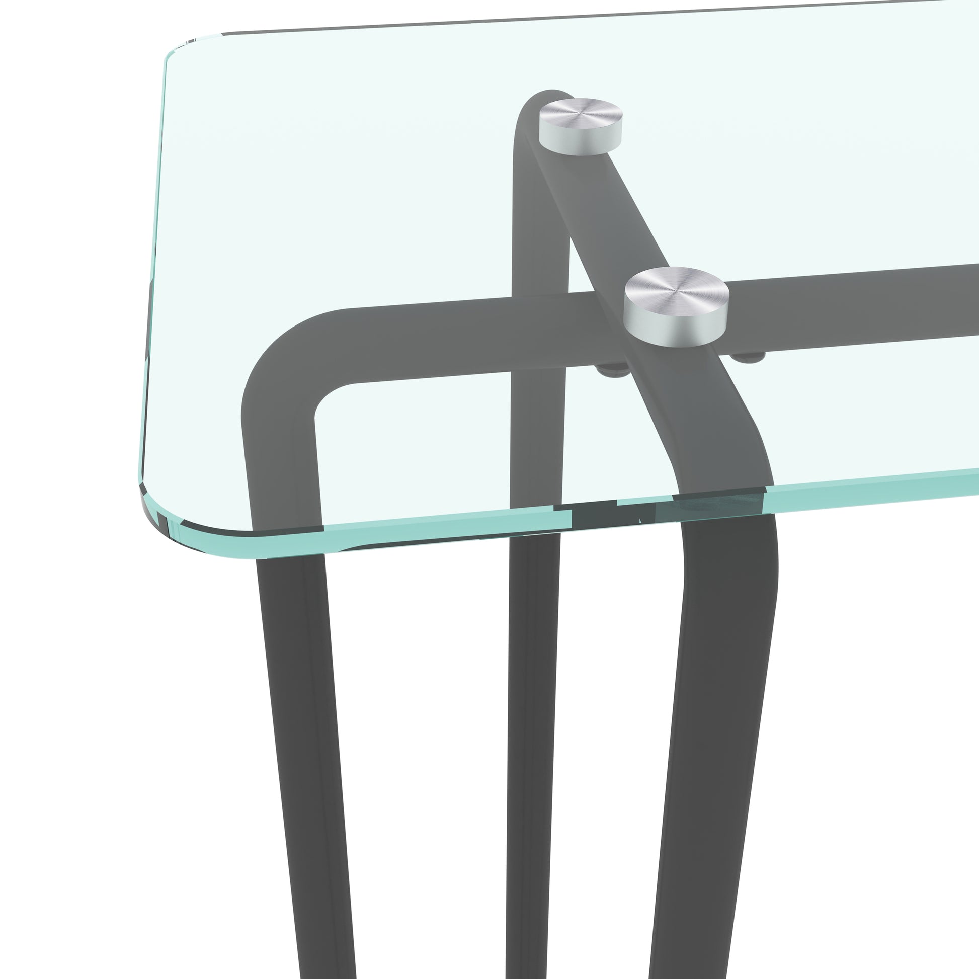 Console Table Single Layer Tempered Glass Rectangular Porch Table Black Leg Double Tempered Glass Tea Table,Transparent Transparent Tempered Glass