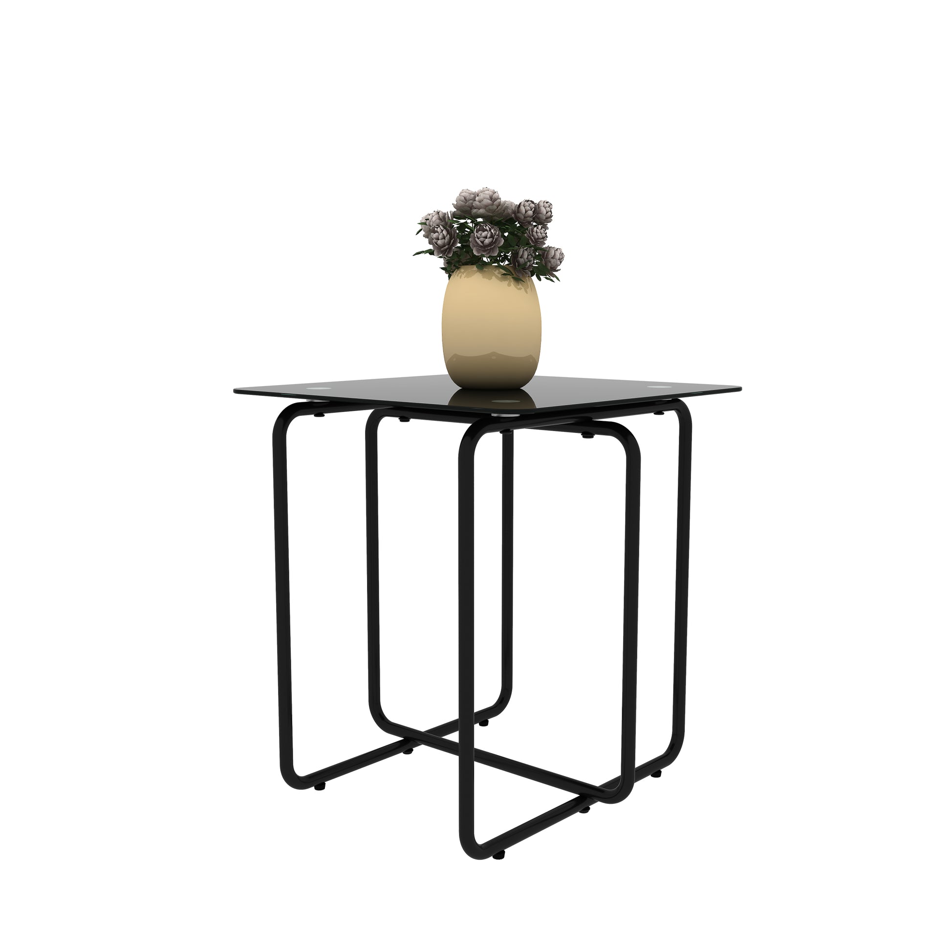 Modern Tempered Glass Coffee Table End Table Side Table For Living Room,Bedroom, Black Black Glass