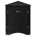 Black Triangle Bathroom Storage Cabinet With Adjustable Shelves, Freestanding Floor Cabinet For Home Kitchen Black Mdf