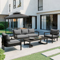 Multi Person Outdoor Steel Sofa Set, Waterproof, Anti Rust And Anti Uv, Suitable For Gardens And Lawns Light Gray Steel