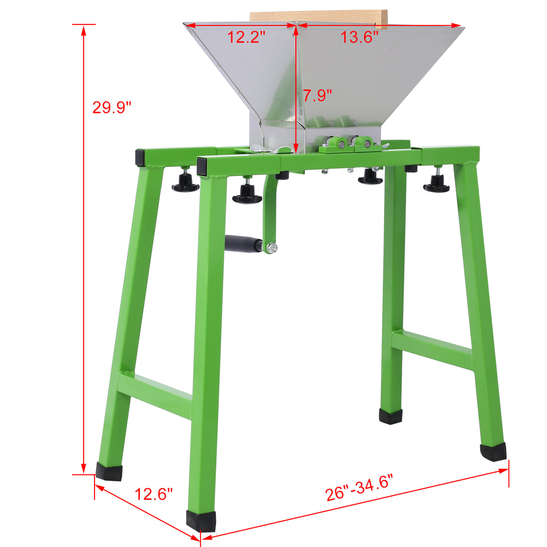 7L Manual Juicer Grinder With Stand,Portable Fruit Crusher With Wheel Stainless Steel Fruit Scratter Pulper For Wine And Cider Pressing Green Steel