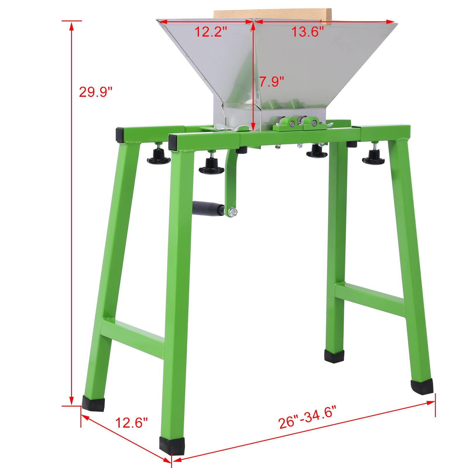 7L Manual Juicer Grinder With Stand,Portable Fruit Crusher With Wheel Stainless Steel Fruit Scratter Pulper For Wine And Cider Pressing Green Steel