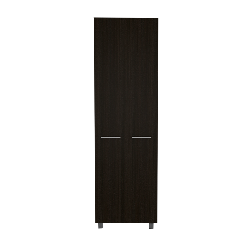 Baleare Pantry Cabinet, Five Interior Shelves, Four Legs Black Black Bedroom Modern Particle Board Particle Board