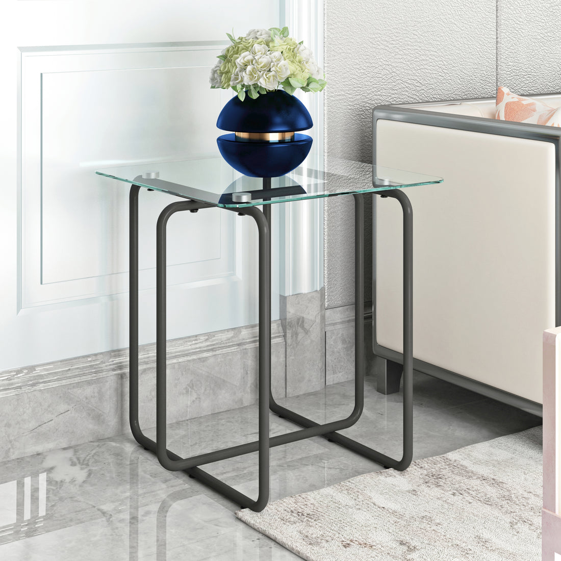 Modern Tempered Glass Coffee Table End Table Side Table For Living Room,Bedroom, Transparent Transparent Tempered Glass