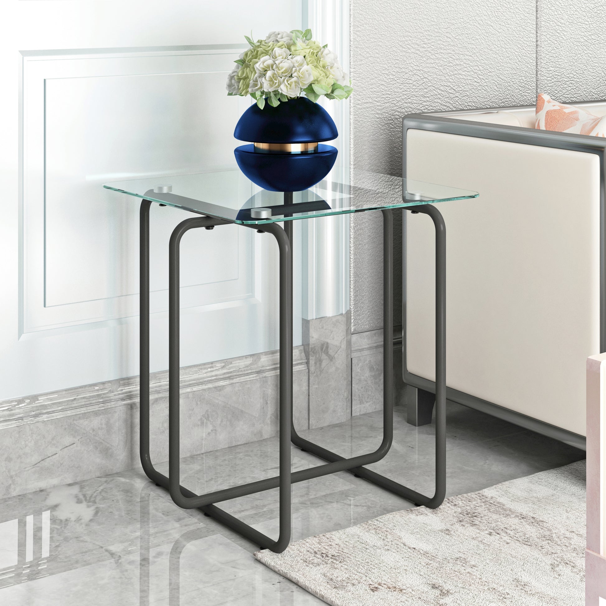 Modern Tempered Glass Coffee Table End Table Side Table For Living Room,Bedroom, Transparent Transparent Tempered Glass
