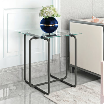 Modern Tempered Glass Coffee Table End Table Side Table For Living Room,Bedroom, Transparent Transparent Tempered Glass