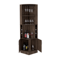 Syrah Corner Bar Cabinet, Two External Shelves Dark Walnut Brown Particle Board Particle Board