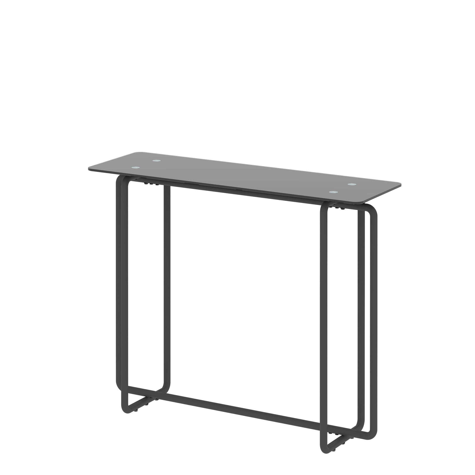 Console Table Single Layer Tempered Glass Rectangular Porch Table Black Leg Double Tempered Glass Tea Table,Black Black Tempered Glass