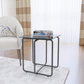 Modern Tempered Glass Coffee Table End Table Side Table For Living Room,Bedroom, Black Black Glass
