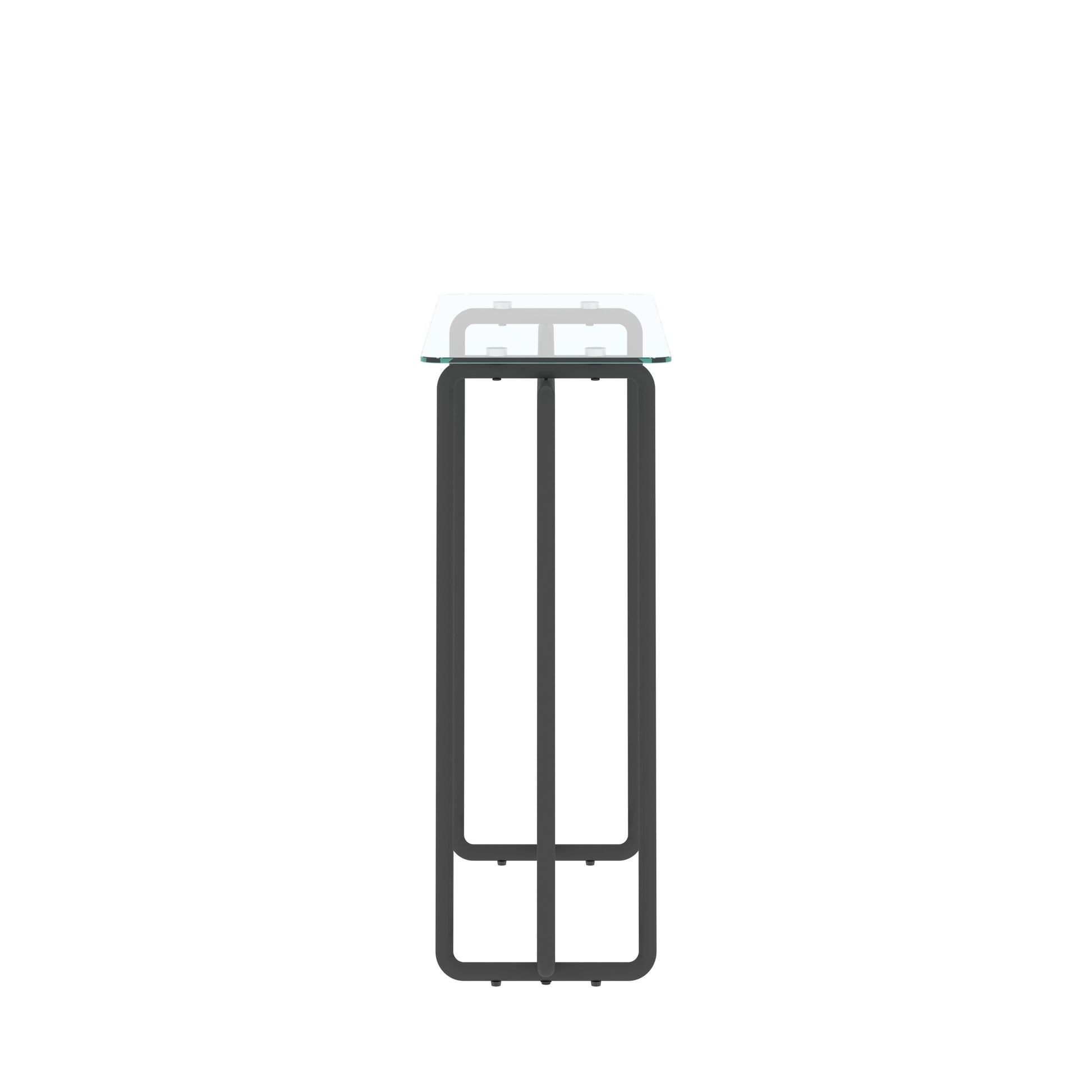 Console Table Single Layer Tempered Glass Rectangular Porch Table Black Leg Double Tempered Glass Tea Table,Transparent Transparent Tempered Glass
