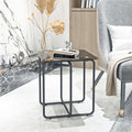 Modern Tempered Glass Coffee Table End Table Side Table For Living Room,Bedroom, Black Black Glass