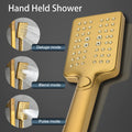 Shower System With Shower Head, Hand Shower, Slide Bar, Bodysprays, Shower Arm, Hose, Valve Trim, And Lever Handles Gold Brass