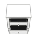 Elegant Mirrored Side Table With 2 Drawers, Modern Silver Finished For Living Room, Hallway, Entryway Old Sku:Wf302312Aan Silver Glass