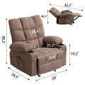 Vanbow.Recliner Chair Massage Heating Sofa With Usb And Side Pocket 2 Cup Holders Brown Brown Foam Fabric