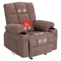 Vanbow.Recliner Chair Massage Heating Sofa With Usb And Side Pocket 2 Cup Holders Brown Brown Foam Fabric