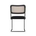 Set Of 2, Teddy Velvet Dining Chair With High Density Sponge, Rattan Chair For Dining Room, Living Room, Bedroom, Black Black Velvet
