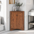 Brown Triangle Bathroom Storage Cabinet With Adjustable Shelves, Freestanding Floor Cabinet For Home Kitchen Brown Mdf