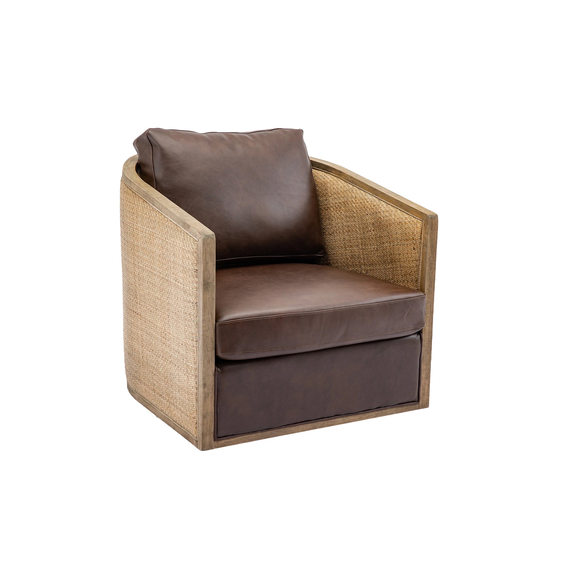 Coolmore Swivel Barrel Chair, Comfy Round Accent Sofa Chair For Living Room, 360 Degree Swivel Barrel Club Chair, Leisure Arm Chair For Nursery, Hotel, Bedroom, Office, Lounge Brown Boucle Brown Foam Leather