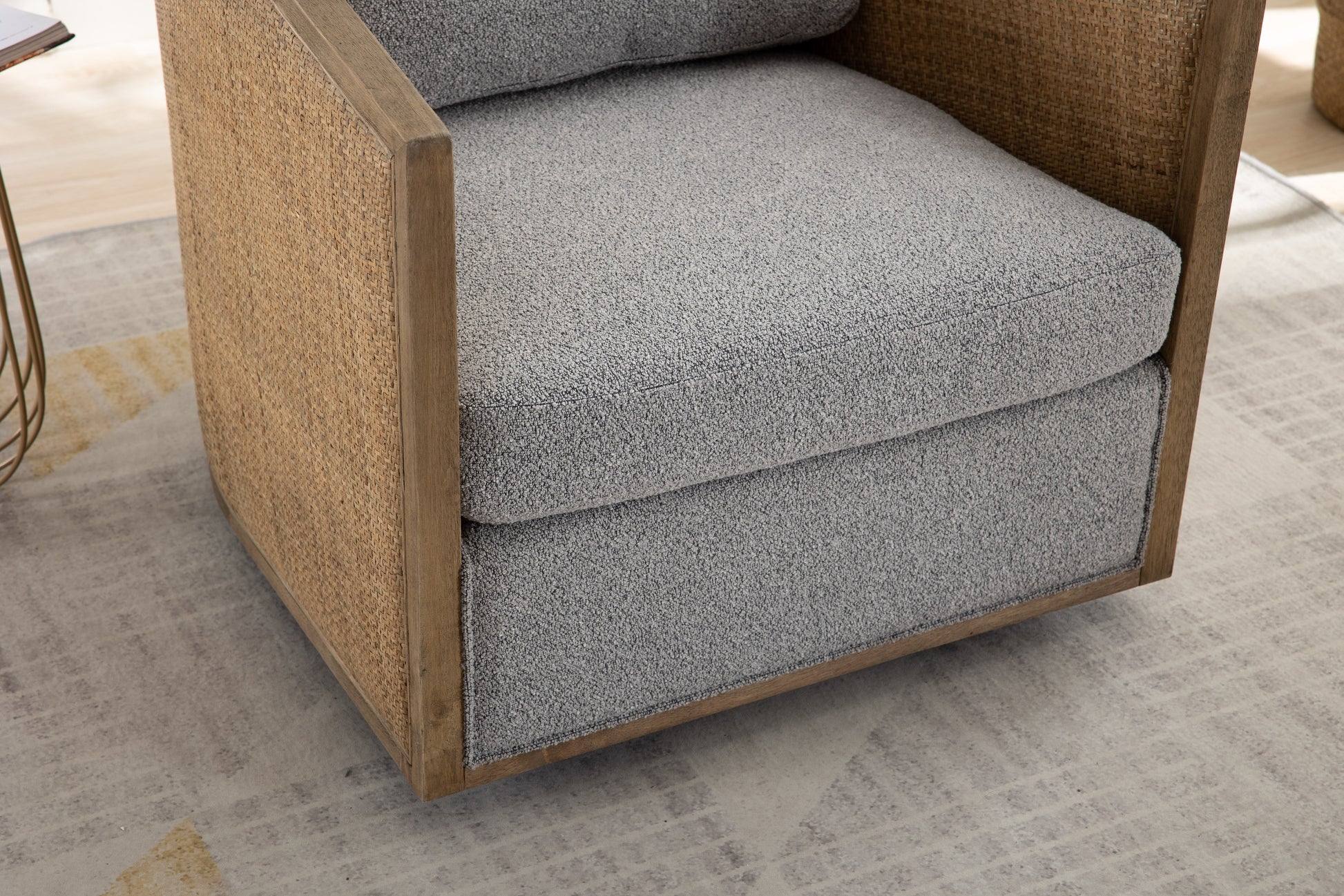 Coolmore Swivel Barrel Chair, Comfy Round Accent Sofa Chair For Living Room, 360 Degree Swivel Barrel Club Chair, Leisure Arm Chair For Nursery, Hotel, Bedroom, Office, Lounge Gray Boucle Gray Foam Boucle
