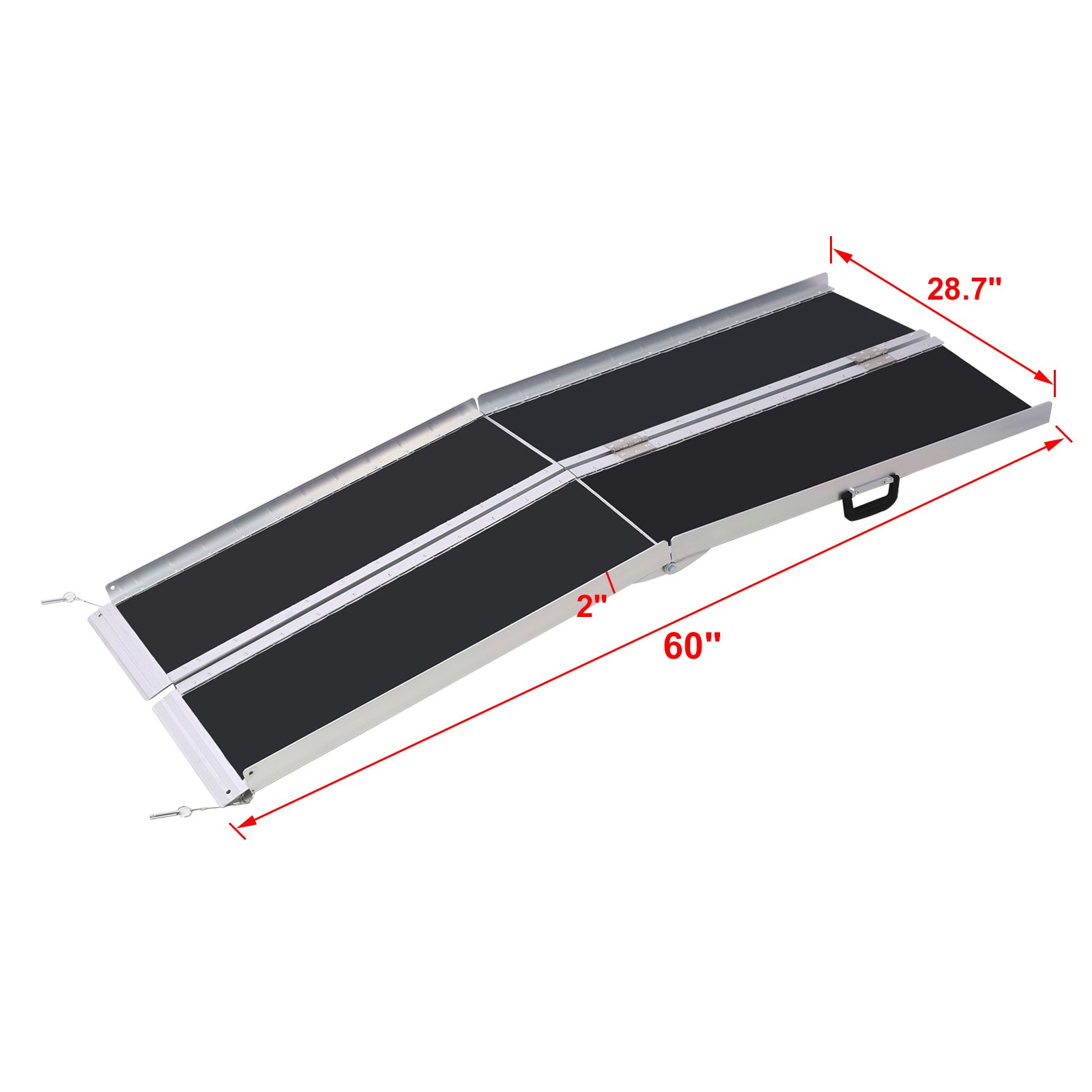 Wheel Chair Ramp 5Ft ,Aluminium Threhold Ramp,Portable And Foldable, 600 Pound Capacity, Non Skid Surface, Two Separate Pieces, For Home, Steps, Stairs, Doorways Silver Aluminium