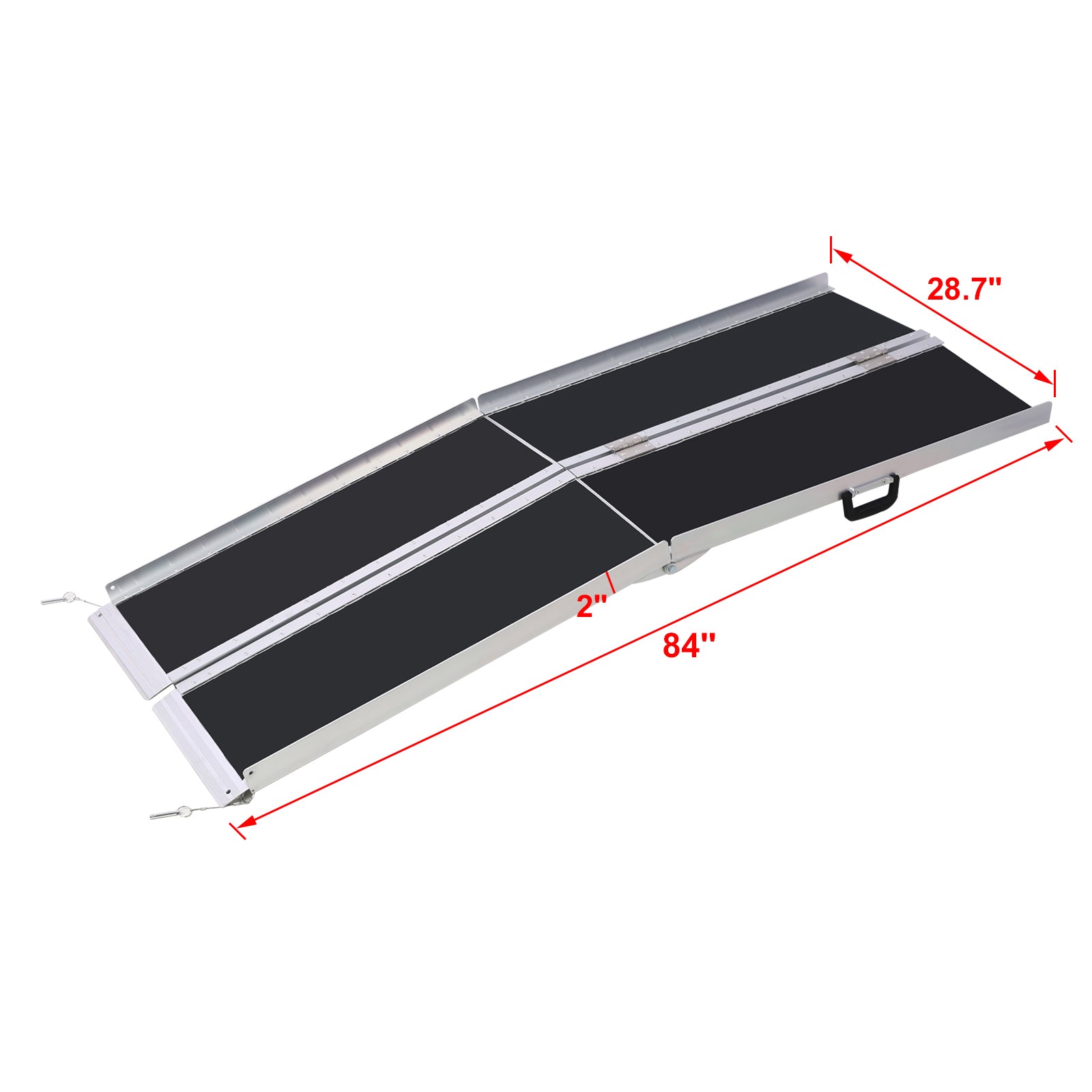 Wheel Chair Ramp 7Ft ,Aluminium Threhold Ramp,Portable And Foldable, 600 Pound Capacity, Non Skid Surface, Two Separate Pieces, For Home, Steps, Stairs, Doorways Silver Aluminium