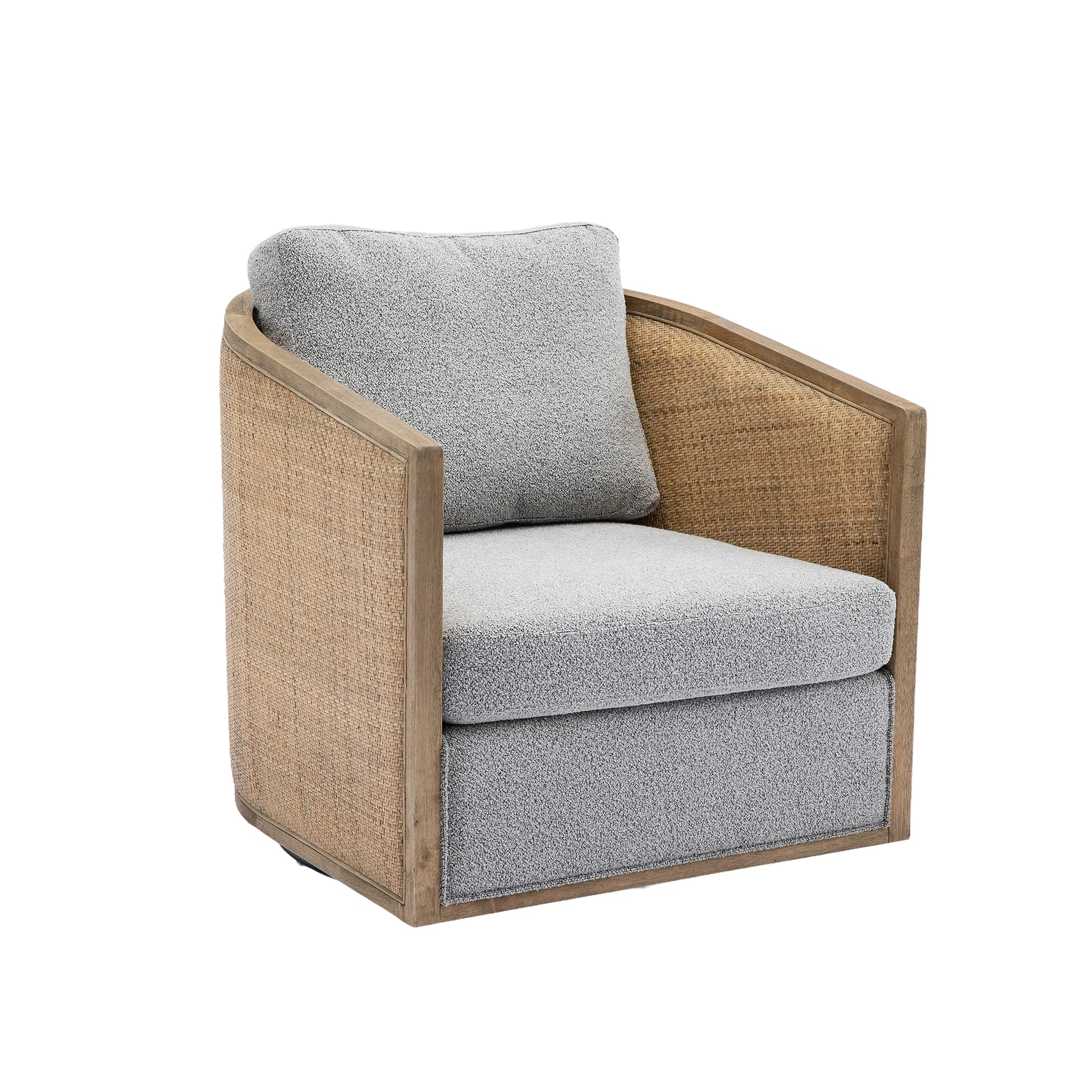 Coolmore Swivel Barrel Chair, Comfy Round Accent Sofa Chair For Living Room, 360 Degree Swivel Barrel Club Chair, Leisure Arm Chair For Nursery, Hotel, Bedroom, Office, Lounge Gray Boucle Gray Foam Boucle