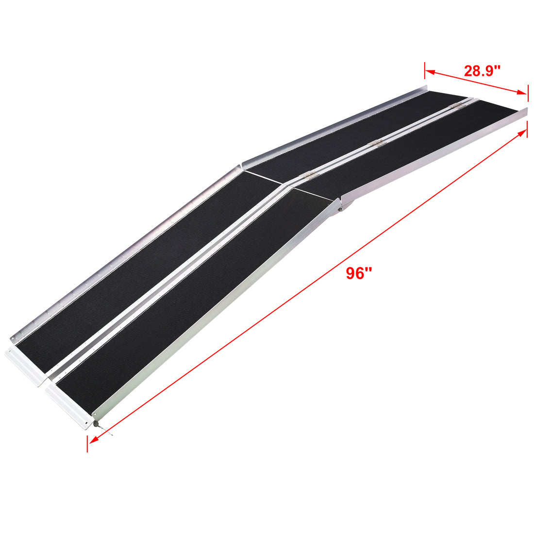 Wheel Chair Ramp 8Ft ,Aluminium Threhold Ramp,Portable And Foldable, 600 Pound Capacity, Non Skid Surface, Two Separate Pieces, For Home, Steps, Stairs, Doorways Silver Aluminium
