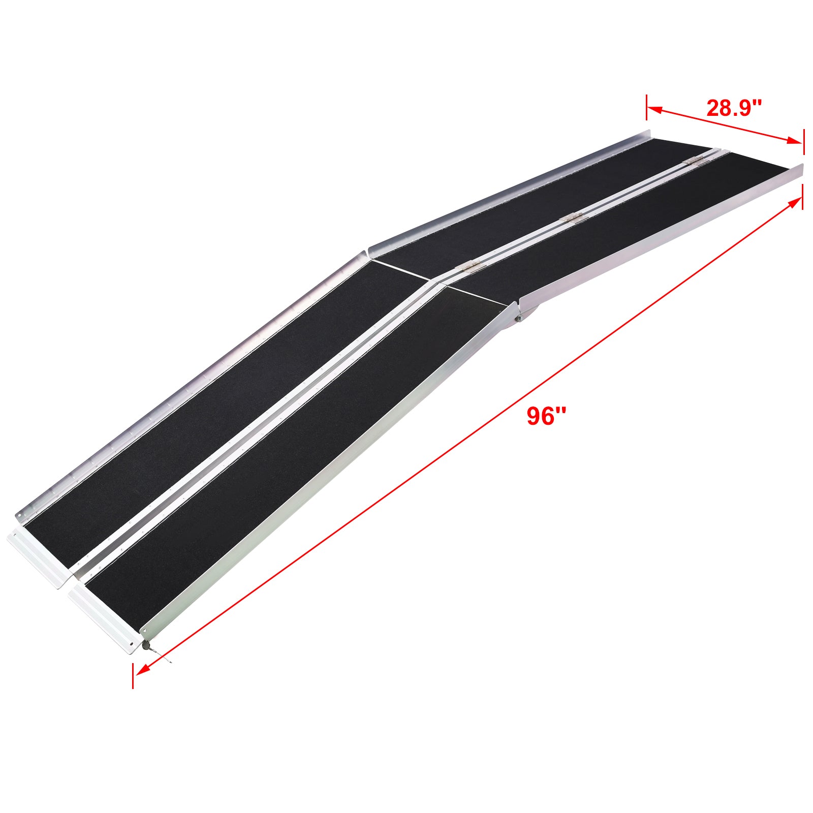 Wheel Chair Ramp 8Ft ,Aluminium Threhold Ramp,Portable And Foldable, 600 Pound Capacity, Non Skid Surface, Two Separate Pieces, For Home, Steps, Stairs, Doorways Silver Aluminium