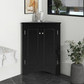 Black Triangle Bathroom Storage Cabinet With Adjustable Shelves, Freestanding Floor Cabinet For Home Kitchen Black Mdf