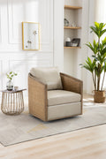 Coolmore Swivel Barrel Chair, Comfy Round Accent Sofa Chair For Living Room, 360 Degree Swivel Barrel Club Chair, Leisure Arm Chair For Nursery, Hotel, Bedroom, Office, Lounge Oyster Grey Leather